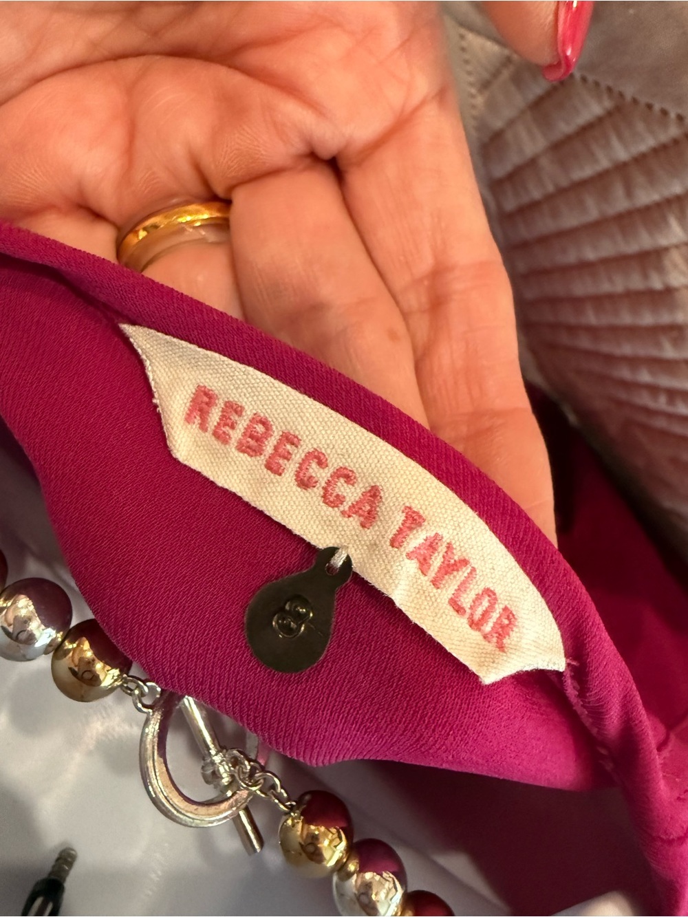 Rebecca Taylor Fuchsia Long-Sleeve Round-Neck Blouse (Medium) - Picture 2 of 2